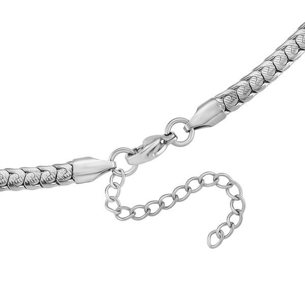 Gliederketten- und Herringbone-Design Halsketten-Set, Edelstahl, ca. 50 cm, silberfarben image number 7