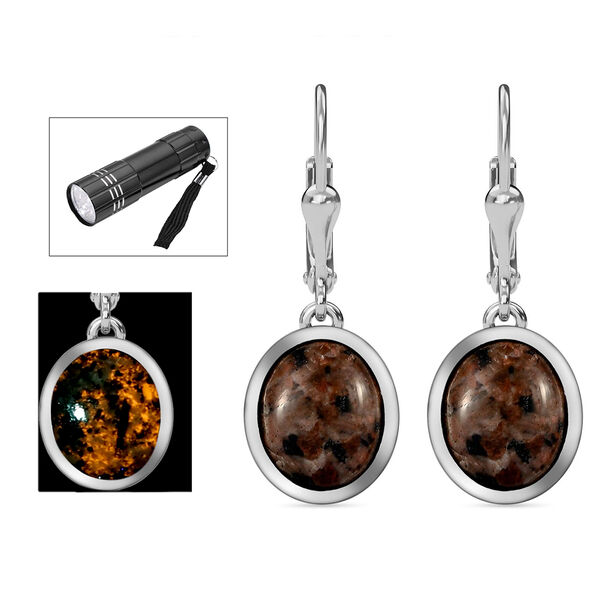 Nat&uuml;rliche Yooperlith-Ohrringe, 925 Silber platiniert ca. 7,14 ct