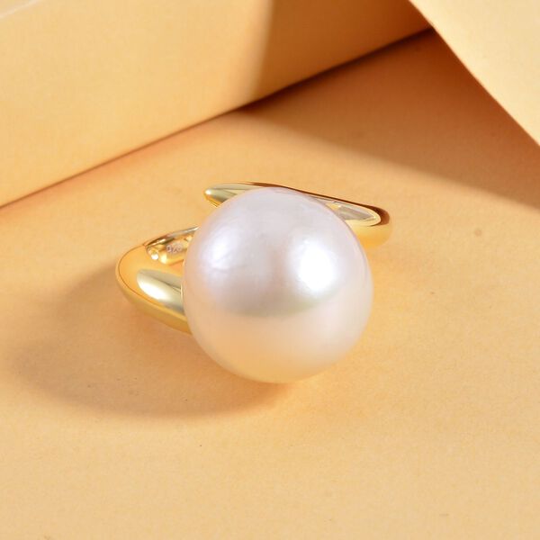 14-15mm wei&szlig;er Edison Perle-Ring image number 2