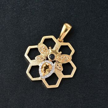 GP Trinfo Kollektion - Citrin, Schwarzer Spinell Anh&auml;nger, 925 Silber 750 Gelbgold Vermeil ca. 1.25 ct