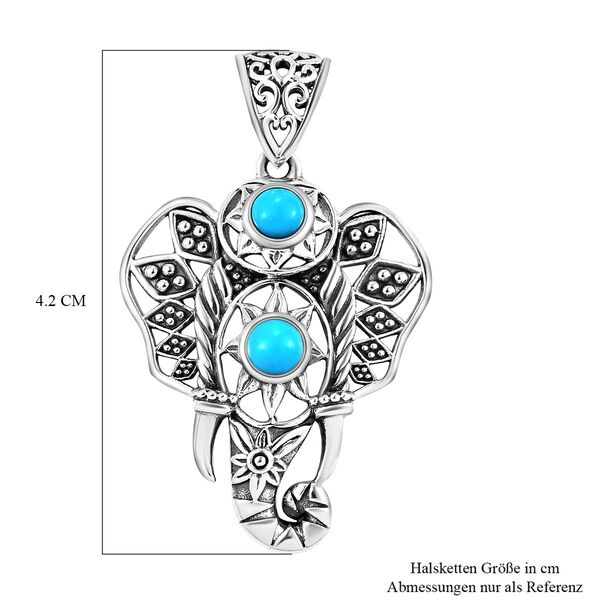 Handgearbeiteter, amerikanischer, nat&uuml;rlicher Sleeping Beauty T&uuml;rkis-Elefant-Anh&auml;nger in Silber image number 6