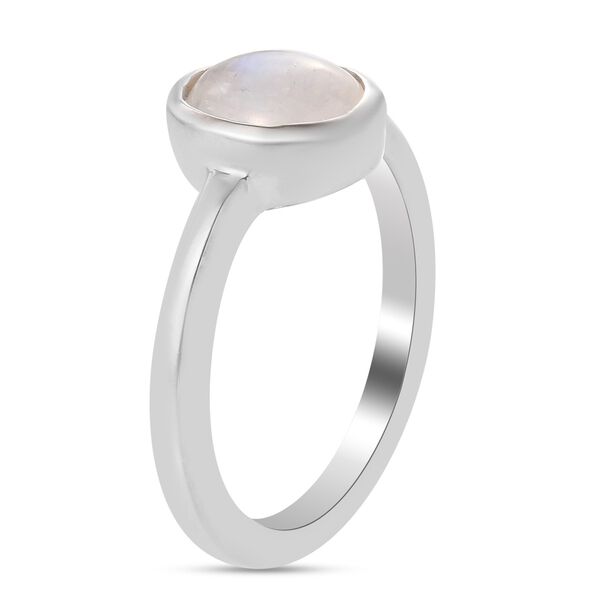 Regenbogen Mondstein Solit&auml;r Ring 925 Silber Platin-&Uuml;berzug image number 5