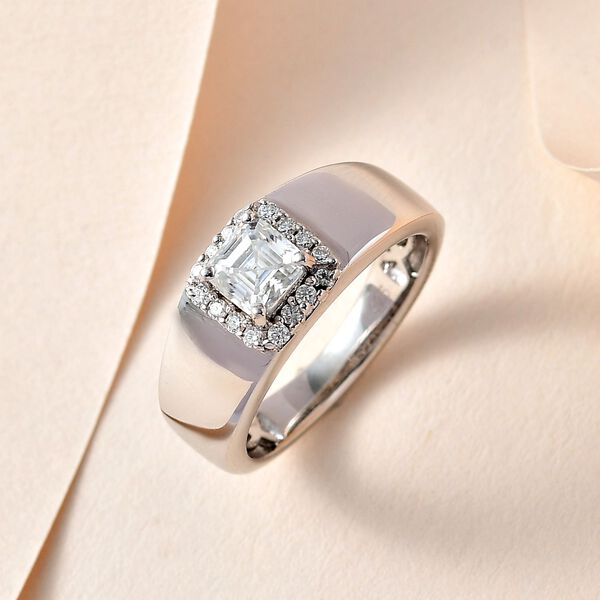 Moissanit Ring, 925 Silber platiniert, (Größe 17.00) ca. 0.90 ct image number 8