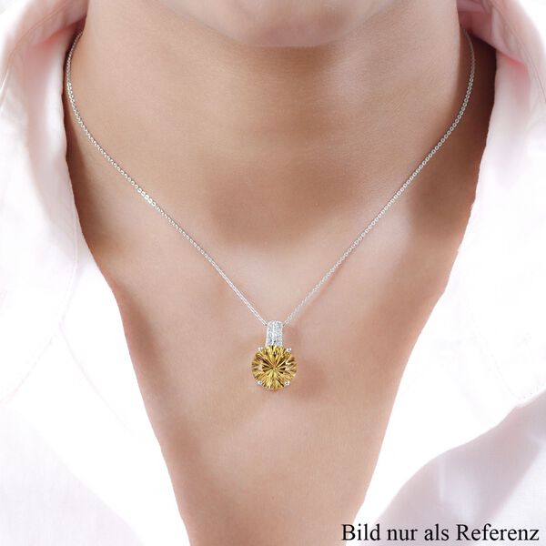Hanabi Schliff - Citrin und Zirkon-Anh&auml;nger mit Kette - 6,70 ct. image number 2