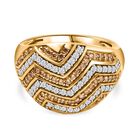 J Francis gefertigt mit SWAROVSKI Zirkonia, Gelber Swarovski Zirkonia Ring 925 Silber 750 Gelbgold Vermeil (Größe 17.00)