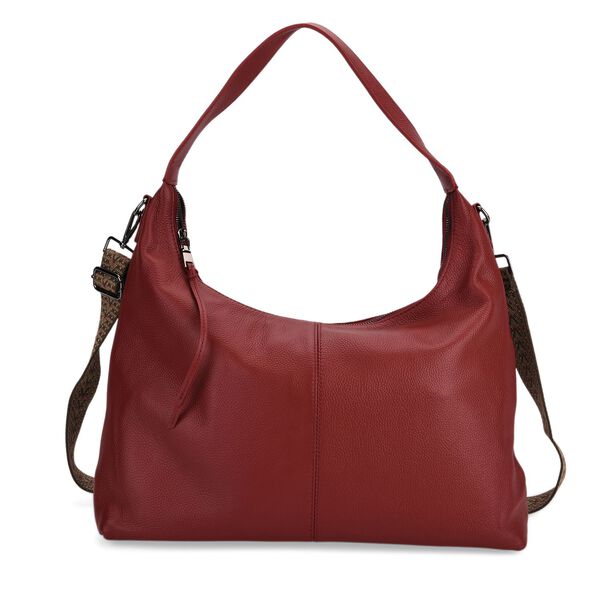 Echtleder-Hobo-Bag mit abnehmbarem Schulterriemen, 41x10x35 cm, Weinrot image number 0