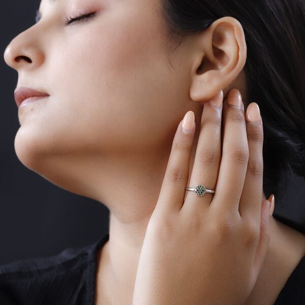 Gr&uuml;ner Diamant Ring 925 Silber platiniert (Gr&ouml;&szlig;e 16.00) ca. 0,20 ct image number 3