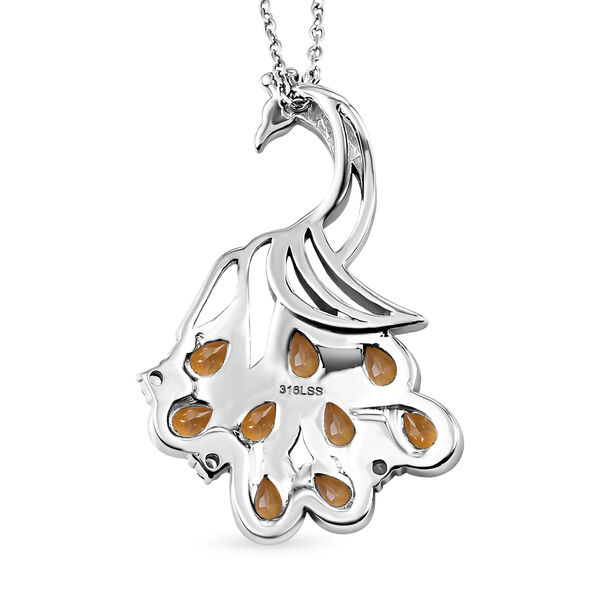 Citrin, Weißer Zirkon Anhänger mit Kette, Edelstahl ca. 4.40 ct image number 4