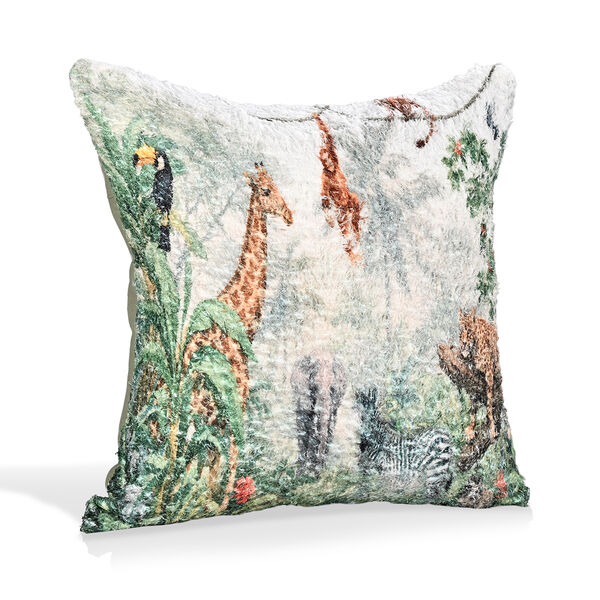 poly cortton woven digital tree printed rubbed cushion cover Size-45x45 cms Color- Multi image number 4