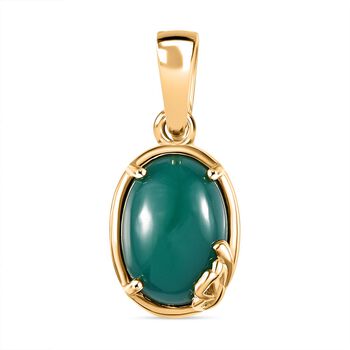 Verde Onyx Anh&auml;nger 925 Silber 750 Gelbgold Vermeil ca. 6,27 ct.