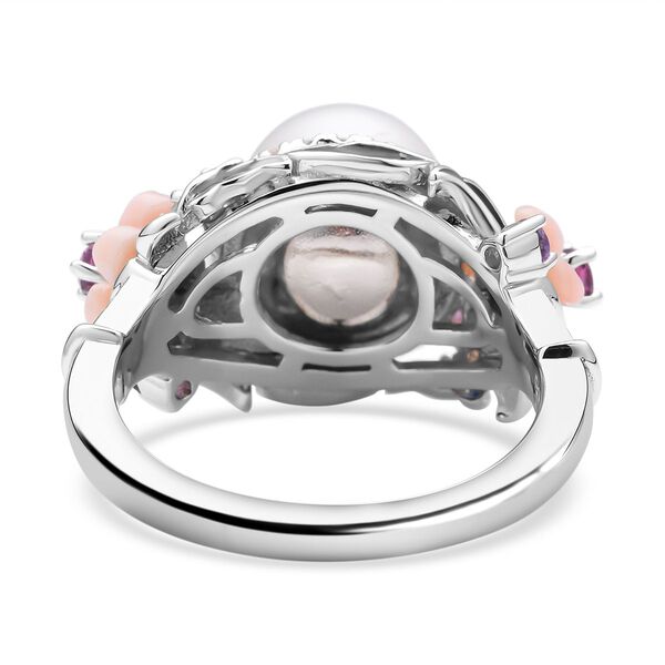 Wei&szlig;e S&uuml;dsee Perle (9-10 mm), Rosa Perlmutt Ring 925 Silber rhodiniert (Gr&ouml;&szlig;e 20.00) image number 5