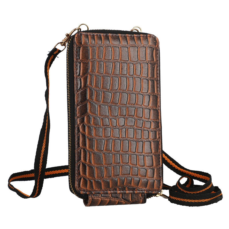 Unisex Brieftasche aus echtem Leder, Größe 17,7x2,5x10 cm, Braun image number 0