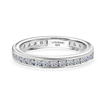 LUXURIANT SGL zertifizierter VS-EF Labor Diamant Ring, 925 Silber rhodiniert - 0,99 ct.