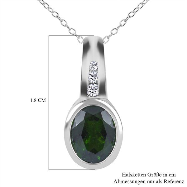 2er-Set - nat&uuml;rlicher Chromdiopsid und Zirkon-Anh&auml;nger mit Kette - 1,41 ct. image number 4