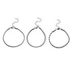 3er-Set Kordel, Franko und Panzer Stil Armbänder, ca. 19 cm, Edelstahl