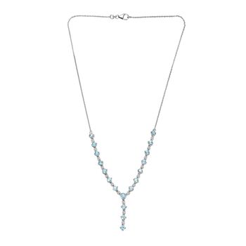 AA Blauer Zirkon Halskette ca. 45 cm 925 Silber rhodiniert ca. 7,87 ct.