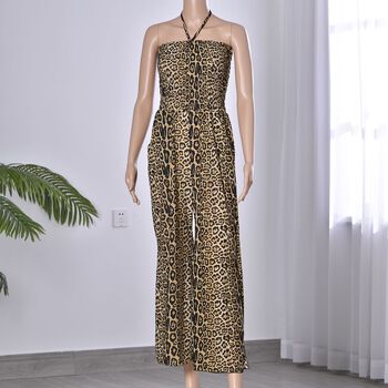 Schulterfrei Jumpsuit, Gr&ouml;&szlig;e: 27x123, braun mit Leopardenmuster