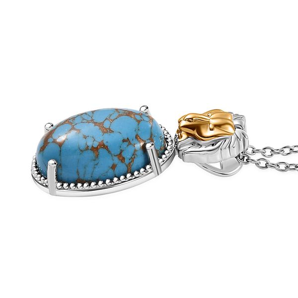 Zweifarbiger blauer Türkis-Anhänger mit 50cm Kette und Löwenkopf - 17 ct. image number 3