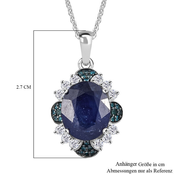 D'Joy Masoala Saphir, Zirkon und blauer Diamant Anhänger mit 50cm Kette - 7,65 ct. image number 7