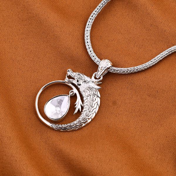 Royal Bali Kollektion- Drachen Halskette mit Moissanit im Polki-Stil, 50 cm - 1,34 ct. image number 2