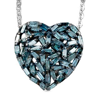 GP Amore Kollektion - Blauer Diamant und Saphir-Anhänger mit Kette, ca. 50 cm, 925 Silber platiniert ca. 0.33 ct