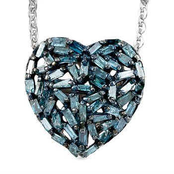 GP Amore Kollektion - Blauer Diamant und Saphir-Anh&auml;nger mit Kette, ca. 50 cm, 925 Silber platiniert ca. 0.33 ct