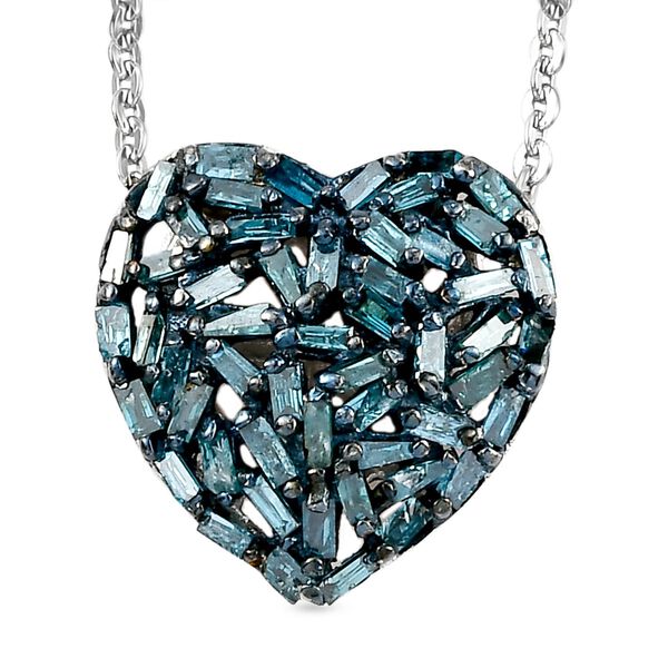 GP Heart Kollektion - blauer Diamant und blauer Saphir-Anh&auml;nger mit Kette in Silber