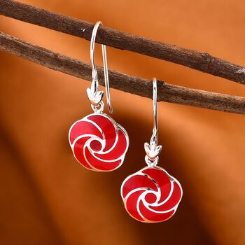 Royal Bali Kollektion-  Rote Koralle Rosen Ohrringe