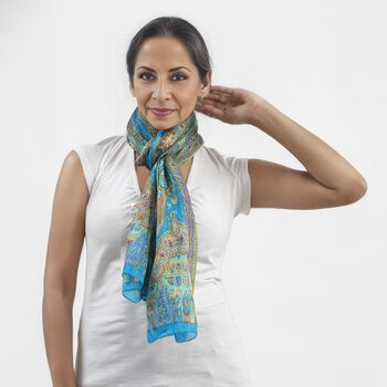 100% Natur Seide, Designer Schal, 50x160 cm, T&uuml;rkis