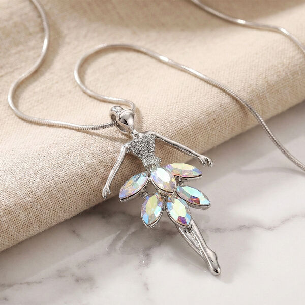 Mystischer Wei&szlig;er Kristall, Wei&szlig;er Kristall Anh&auml;nger mit Kette ca. 63.5 cm + 5 cm Extender image number 1