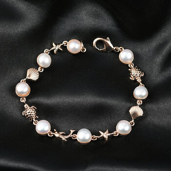 EVER TRUE S&uuml;&szlig;wasser Perle (7.5-8 mm) Armband ca. 19 cm Nickelfreies Messing, Rosegoldfarben