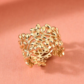 ALLORO vergoldeter Silber-Ring mit Blattmotiven
