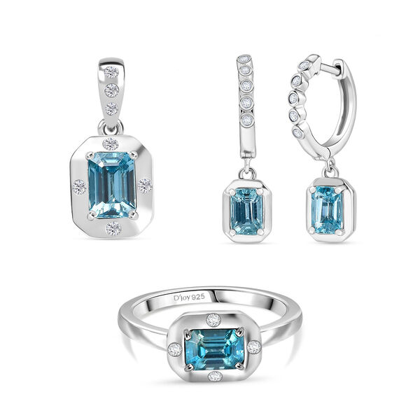 D'Joy AAA blaues und wei&szlig;es Zirkon Schmuckset