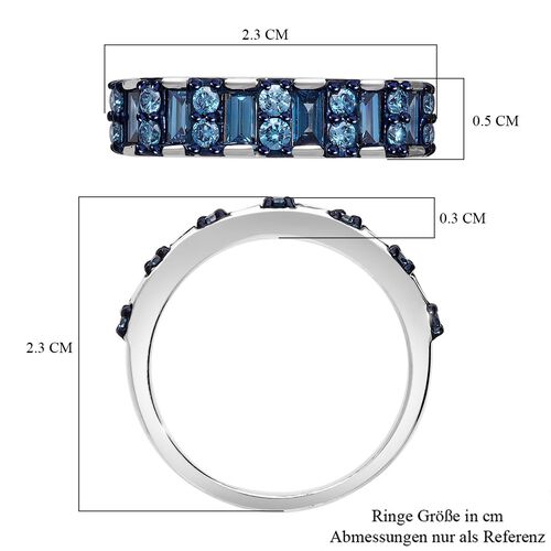 Lab Grown Blauer Diamant SI Ring 925 Silber platiniert (Größe 17.00) ca. 1,11 ct image number 4