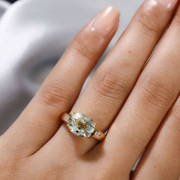 Prasiolite und Zirkon Ring 925 Silber vergoldet  ca. 3,62 ct image number 3