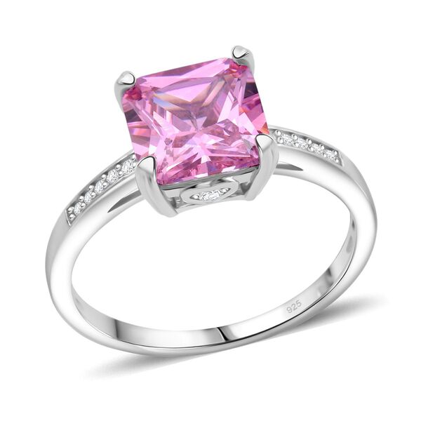 LUSTRO STELLA - Rosa Zirkonia, Wei&szlig;er Zirkonia Ring 925 Silber rhodiniert (Gr&ouml;&szlig;e 20.00) image number 3