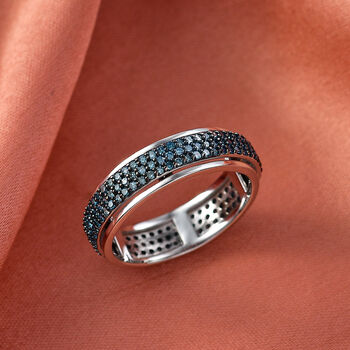 LUXURIANT DIAMOND - Lab Grown Blauer Diamant SI-GH SGL zertifiziert Ring 925 Silber rhodiniert (Gr&ouml;&szlig;e 21.00) ca. 1,00 ct