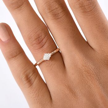 Moissanit Ring 925 Silber Ros&eacute;gold Vermeil (Gr&ouml;&szlig;e 21.00) ca. 0,24 ct