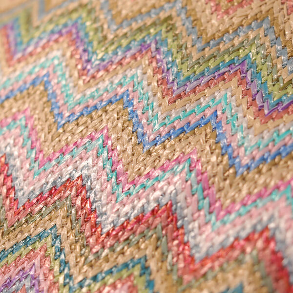 Jacquard Handtasche aus Jute mit Zig-Zag Muster, pastellfarben image number 3