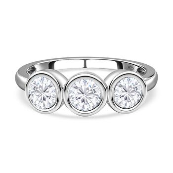 Moissanit Ring, 925 Silber platiniert (Gr&ouml;&szlig;e 17.00) ca. 1.30 ct