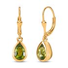 Natürliche Peridot Ohrringe, 925 Silber vergoldet, ca. 2.70 ct
