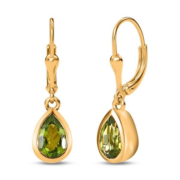 Nat&uuml;rliche Peridot Ohrringe, 925 Silber vergoldet, ca. 2.70 ct