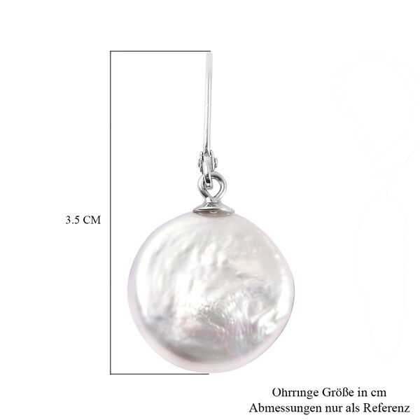 Wei&szlig;e Barock-M&uuml;nzperle Ohrringe 925 Silber rhodiniert image number 5