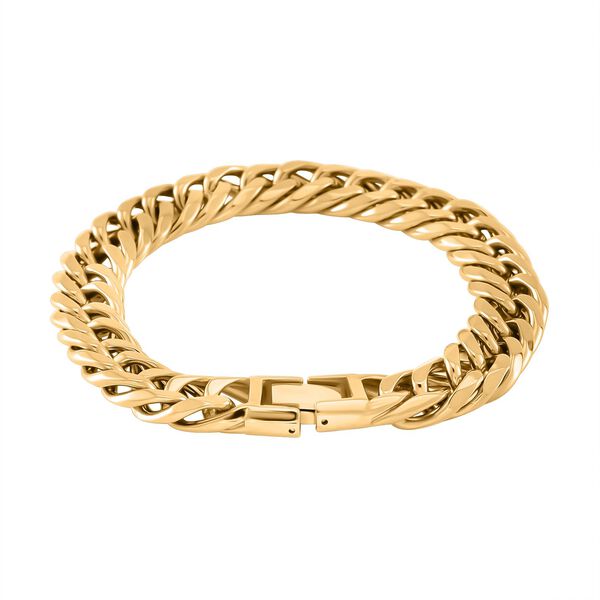 Panzerarmband, Hochglanzpoliert, Reiner Edelstahl, goldfarben, ca. 21 cm ca. 43,00g image number 3