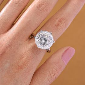 RADIANTA GRA zertifiziert 120 Facetten Moissanit (D-VVS) Ring 925 Silber rhodiniert (Größe 18.00) ca. 11.10 ct