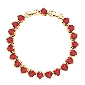 Rotes Zirkonia Armband 19 cm, Goldfarben ca. 10,00 ct