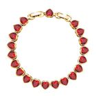 Rotes Zirkonia-Herz-Armband, 19 cm - 10 ct. image number 0