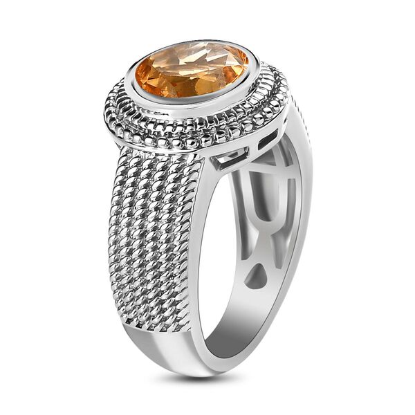 Citrin-Ring, reines Messing platiniert (Gr&ouml;&szlig;e 16.00) ca. 1,84 ct image number 5