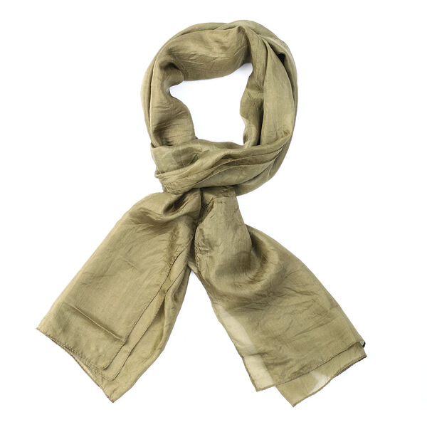 Satin Seiden Schal, Olivgr&uuml;n image number 4