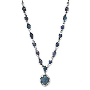 Boulder Opal Triplette Halskette ca. 45 cm 925 Silber platiniert ca. 8.46 ct